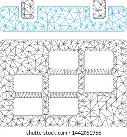 Mesh calendar polygonal icon vector illustration. Abstraction is based on calendar flat icon. Triangle network forms abstract calendar flat model.