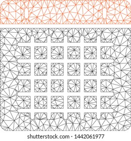 Mesh calendar polygonal icon vector illustration. Model is based on calendar flat icon. Triangle network forms abstract calendar flat model.