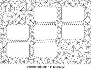 Mesh calendar table polygonal icon vector illustration. Carcass model is based on calendar table flat icon. Triangle mesh forms abstract calendar table flat model.