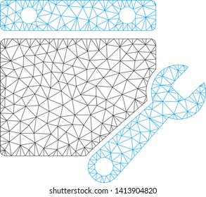 Mesh calendar tuning polygonal 2d vector illustration. Carcass model is based on calendar tuning flat icon. Triangle network forms abstract calendar tuning flat carcass.