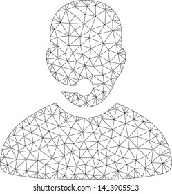 Mesh call center operator polygonal icon vector illustration. Model is based on call center operator flat icon. Triangular net forms abstract call center operator flat model.