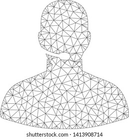 Mesh call center operator polygonal icon vector illustration. Model is based on call center operator flat icon. Triangle network forms abstract call center operator flat model.