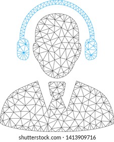 Mesh call center operator polygonal icon vector illustration. Abstraction is based on call center operator flat icon. Triangle network forms abstract call center operator flat carcass.