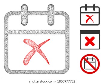 Mesh annullieren Tag polygonal Web-Symbol Vektorgrafik. Das Modell des Schlachtkörpers basiert auf dem Symbol für die Tagesflache abbrechen. Dreiecksnetzformulare abstrakte Stornierung Tag flache Schlachtkörper.