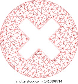 Mesh cancel polygonal icon vector illustration. Carcass model is based on cancel flat icon. Triangle network forms abstract cancel flat carcass.