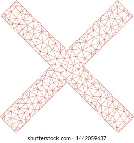 Mesh cancel polygonal icon vector illustration. Carcass model is based on cancel flat icon. Triangle mesh forms abstract cancel flat carcass.