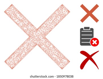 Mesh cancel polygonal web icon vector illustration. Model is based on cancel flat icon. Triangle network forms abstract cancel flat model.