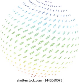 Mesh candy abstract sphere polygonal icon vector illustration. Carcass model is based on candy abstract sphere flat icon. Triangle mesh forms abstract candy abstract sphere flat carcass.