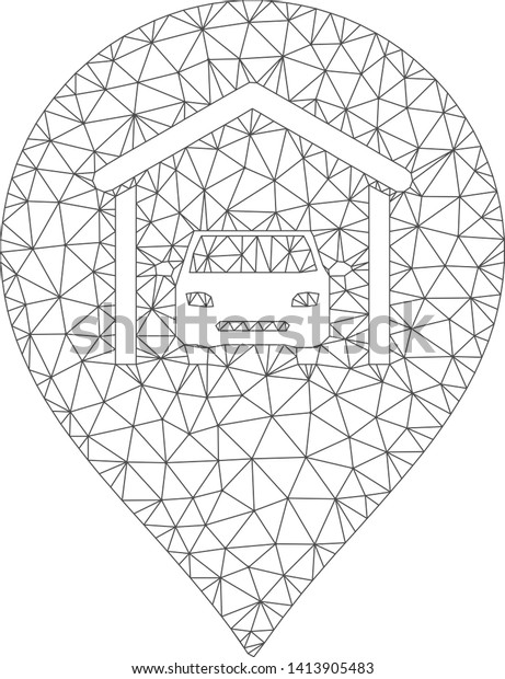 Mesh car garage
marker polygonal icon vector illustration. Model is based on car
garage marker flat icon. Triangle network forms abstract car garage
marker flat model.
