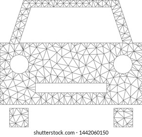 Mesh car polygonal icon vector illustration. Carcass model is created from car flat icon. Triangle mesh forms abstract car flat model.