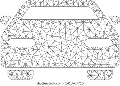 Mesh car polygonal symbol vector illustration. Carcass model is based on car flat icon. Triangular network forms abstract car flat carcass.