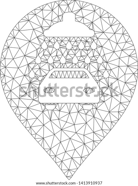 Mesh car shower marker\
polygonal 2d vector illustration. Model is based on car shower\
marker flat icon. Triangle mesh forms abstract car shower marker\
flat model.