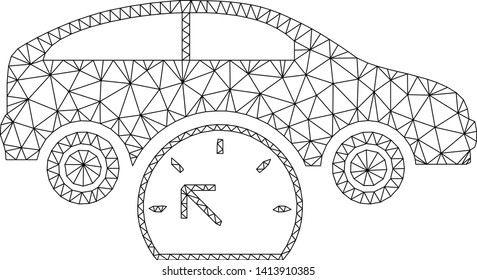 Mesh car testing polygonal icon vector illustration. Abstraction is based on car testing flat icon. Triangle mesh forms abstract car testing flat carcass.
