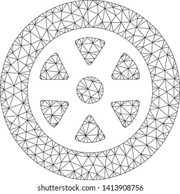 Mesh car wheel polygonal 2d vector illustration. Model is based on car wheel flat icon. Triangular mesh forms abstract car wheel flat model.