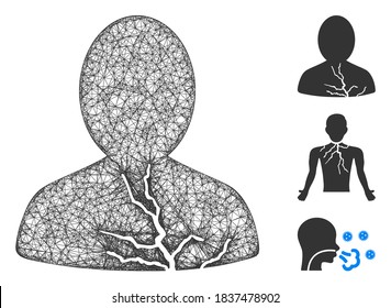 Mesh carcinoma patient polygonal web icon vector illustration. Carcass model is based on carcinoma patient flat icon. Triangle mesh forms abstract carcinoma patient flat model.