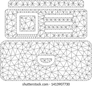 Mesh card index polygonal icon vector illustration. Model is based on card index flat icon. Triangular network forms abstract card index flat model.