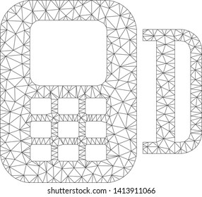 Mesh card terminal polygonal 2d vector illustration. Carcass model is based on card terminal flat icon. Triangular mesh forms abstract card terminal flat carcass.