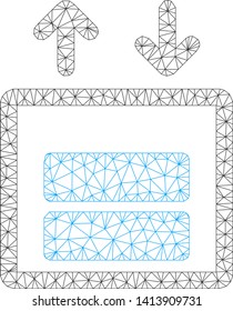 Mesh cargo elevator polygonal symbol vector illustration. Model is based on cargo elevator flat icon. Triangular mesh forms abstract cargo elevator flat model.