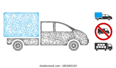 Mesh cargo polygonal web icon vector illustration. Carcass model is created from cargo flat icon. Triangular mesh forms abstract cargo flat model.