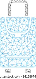 Mesh carryon polygonal 2d vector illustration. Model is based on carryon flat icon. Triangle mesh forms abstract carryon flat model. wireframe 2D polygonal line network isolated on a white background.
