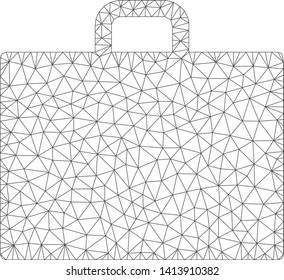 Mesh case polygonal icon vector illustration. Model is based on case flat icon. Triangular mesh forms abstract case flat model. Wire frame flat polygonal line network isolated on a white background.