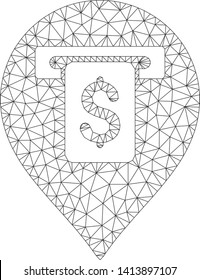 Mesh cash machine pointer polygonal icon vector illustration. Carcass model is based on cash machine pointer flat icon. Triangle mesh forms abstract cash machine pointer flat carcass.