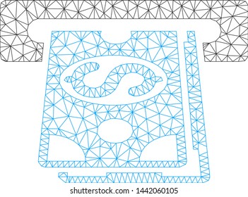 Mesh cash machine polygonal icon vector illustration. Carcass model is based on cash machine flat icon. Triangular mesh forms abstract cash machine flat model.