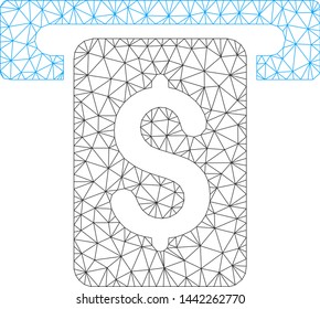 Mesh cash withdraw polygonal icon vector illustration. Model is based on cash withdraw flat icon. Triangular network forms abstract cash withdraw flat carcass.