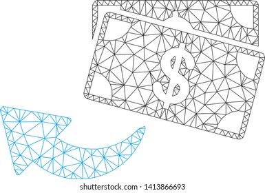 Mesh cashback polygonal symbol vector illustration. Model is based on cashback flat icon. Triangular mesh forms abstract cashback flat model.