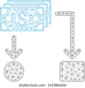 Mesh Cashflow Polygonal Icon Vector Illustration. Abstraction Is Based On Cashflow Flat Icon. Triangular Network Forms Abstract Cashflow Flat Model.