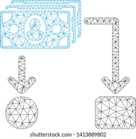 Mesh Cashflow Polygonal Icon Vector Illustration. Model Is Based On Cashflow Flat Icon. Triangular Network Forms Abstract Cashflow Flat Carcass.