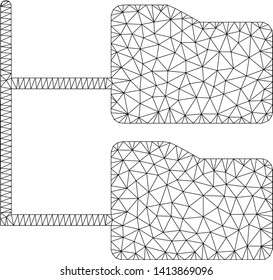 Mesh category folder tree polygonal icon vector illustration. Model is based on category folder tree flat icon. Triangle mesh forms abstract category folder tree flat carcass.