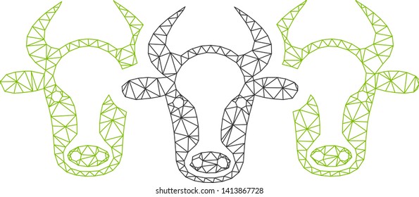 Mesh cattle polygonal symbol vector illustration. Abstraction is based on cattle flat icon. Triangle network forms abstract cattle flat model.