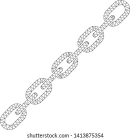 Mesh chain polygonal 2d vector illustration. Carcass model is based on chain flat icon. Triangular network forms abstract chain flat model.