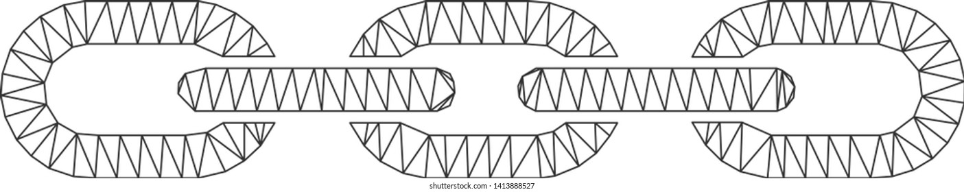 Mesh chain polygonal icon vector illustration. Model is based on chain flat icon. Triangle network forms abstract chain flat model.