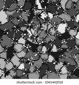 A mesh of chamomiles. A vector illustration drawn by hand