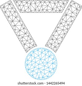 Mesh champion award polygonal icon vector illustration. Carcass model is based on champion award flat icon. Triangle network forms abstract champion award flat carcass.