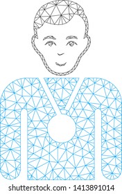 Mesh champion polygonal icon vector illustration. Model is created from champion flat icon. Triangular mesh forms abstract champion flat model.