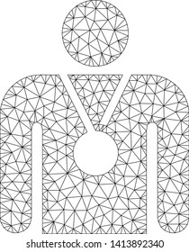 Mesh champion polygonal icon vector illustration. Carcass model is based on champion flat icon. Triangular net forms abstract champion flat carcass.