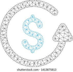 Mesh chargeback polygonal icon vector illustration. Carcass model is based on chargeback flat icon. Triangular net forms abstract chargeback flat model.