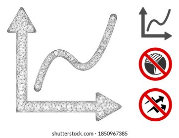 Mesh chart polygonal web symbol vector illustration. Carcass model is based on chart flat icon. Triangular net forms abstract chart flat model.