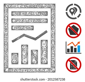 Mesh chart report page web icon vector illustration. Model is based on chart report page flat icon. Network forms abstract chart report page flat model.