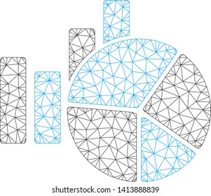 Mesh charts polygonal symbol vector illustration. Model is based on charts flat icon. Triangle mesh forms abstract charts flat model.