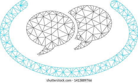 Mesh chat messages polygonal 2d vector illustration. Model is based on chat messages flat icon. Triangular network forms abstract chat messages flat model.