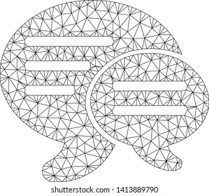 Mesh chat polygonal icon vector illustration. Carcass model is created from chat flat icon. Triangle network forms abstract chat flat carcass.