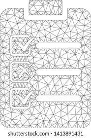 Mesh check list polygonal icon vector illustration. Model is based on check list flat icon. Triangular network forms abstract check list flat model.