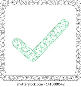 Mesh checkbox polygonal icon vector illustration. Abstraction is based on checkbox flat icon. Triangular mesh forms abstract checkbox flat carcass.