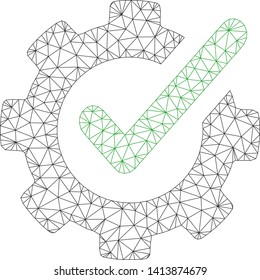 Mesh checking asistance polygonal symbol vector illustration. Carcass model is based on checking asistance flat icon. Triangular mesh forms abstract checking asistance flat model.