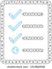 Mesh checklist polygonal icon vector illustration. Model is based on checklist flat icon. Triangle mesh forms abstract checklist flat model.