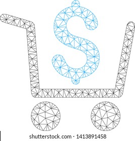 Mesh checkout polygonal icon vector illustration. Model is based on checkout flat icon. Triangle net forms abstract checkout flat model.